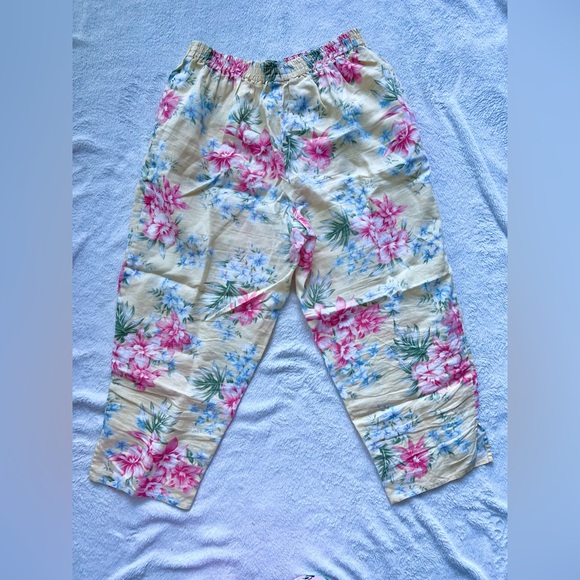 VINTAGE Floral Linen Pants - Picture 4 of 9